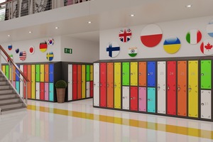 Kolorowe szafki szkolne ubraniowe i skrytkowe